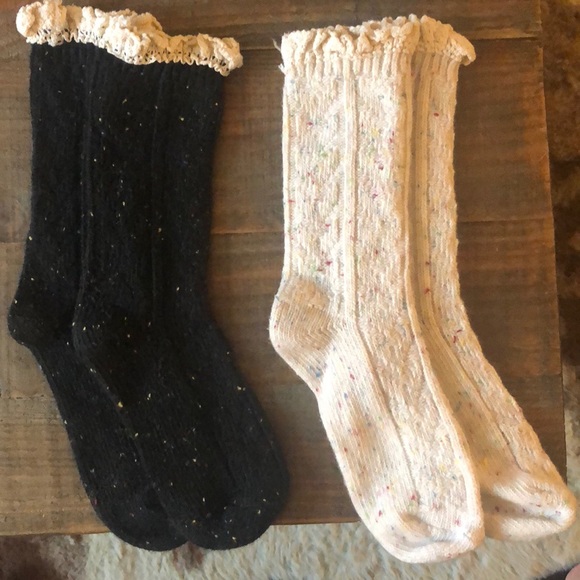Free People Other - Free People Black and Ivory Speckled Lace Socks